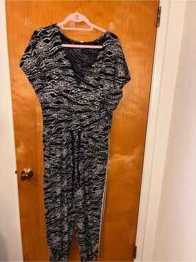 Anthropologie Daily Practice Black& White Patterned Jumpsuit Sz M
